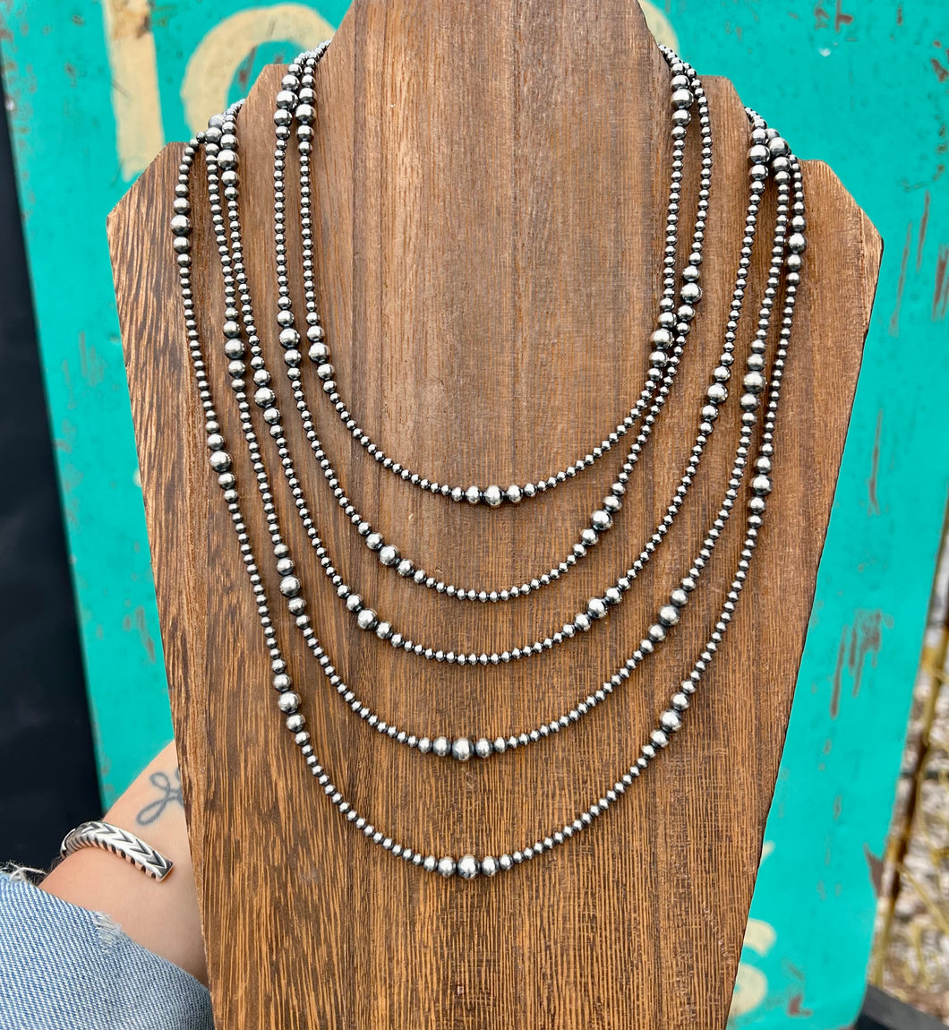 Graduated Sterling Silver Navajo Pearl Necklaces by Mason Lee