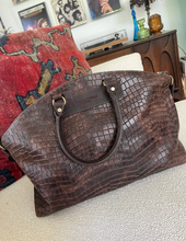 Brown Embossed Leather Tote by Juan Antonio