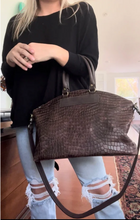 Brown Embossed Leather Tote by Juan Antonio