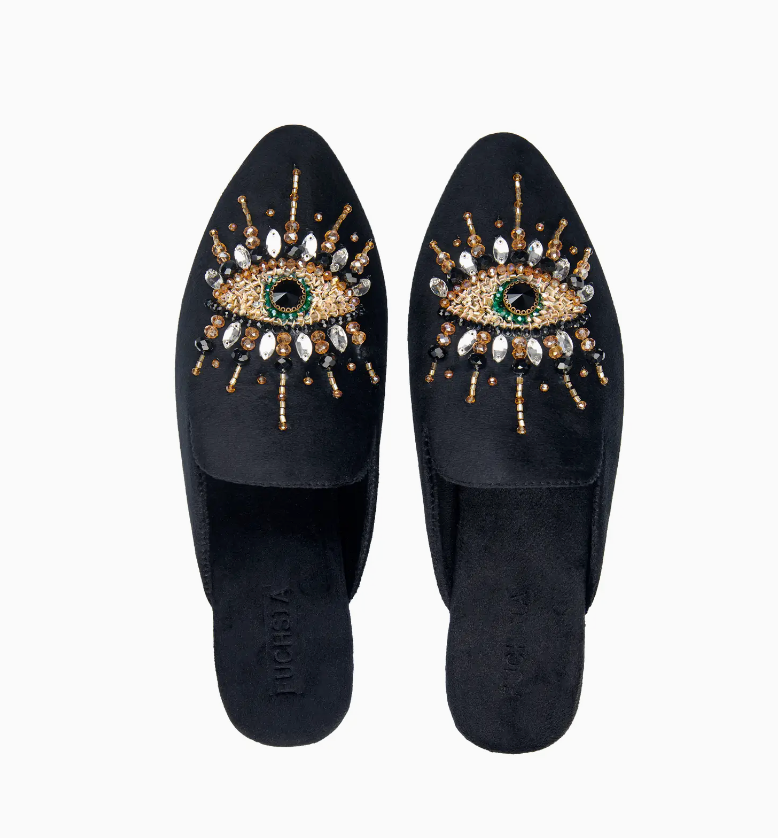 Bejeweled Evil Eye Mules