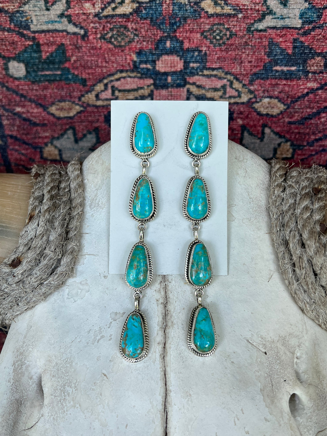 4-Stone Kingman Turquoise Statement Earrings by Elouise Kee (2)