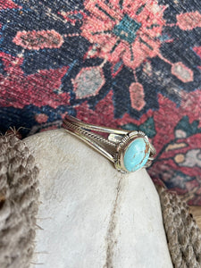 Sterling Silver Golden Hills Turquoise Cuff Bracelet by Norvin Johnson