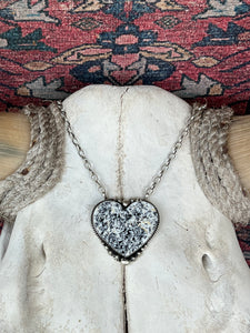 Oversized White Buffalo Heart Necklace by Elouise Kee