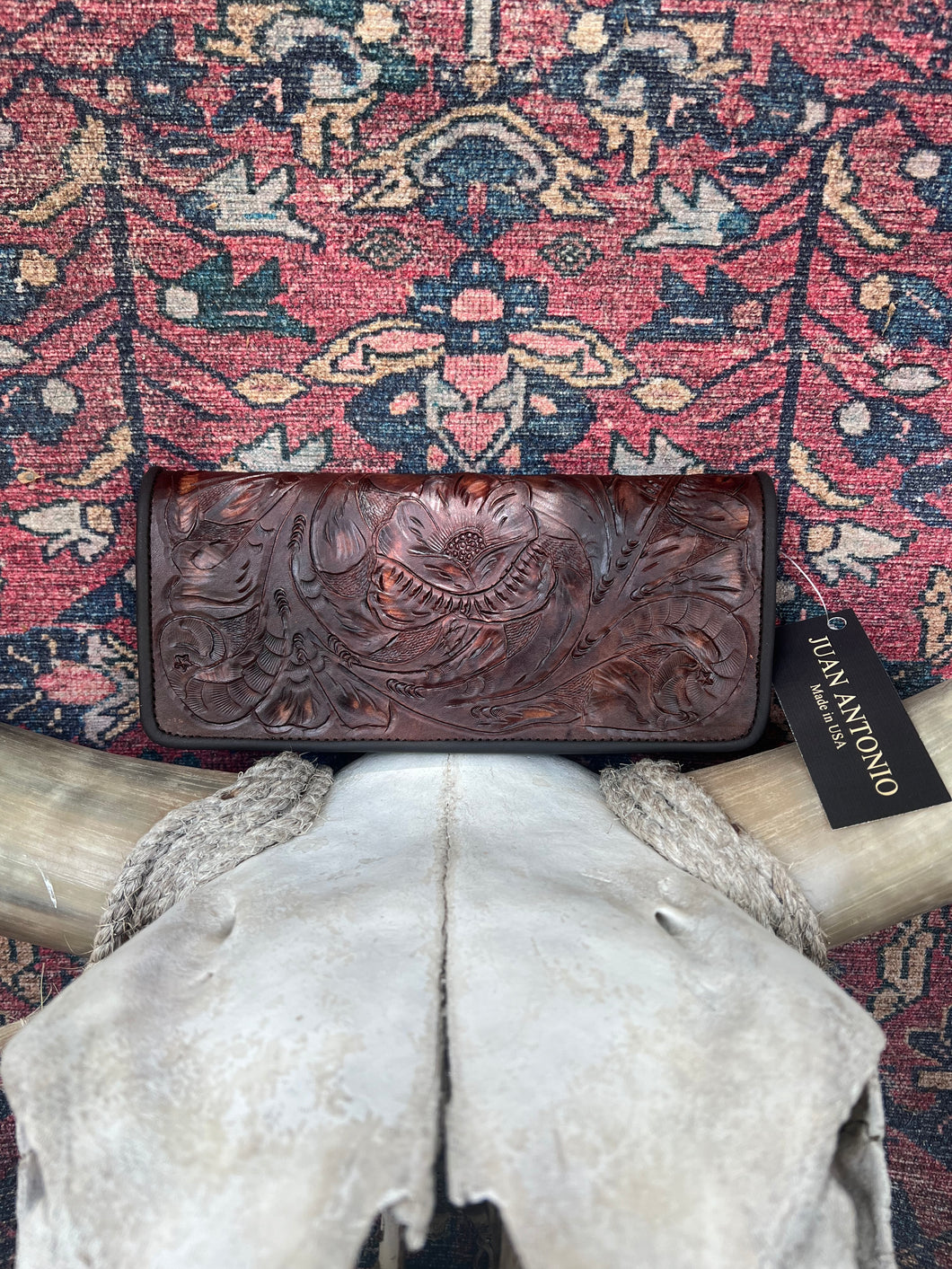 Hand-Tooled Leather Wallet by Juan Antonio - Chocolate Brown