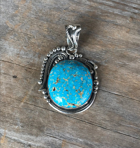 Navajo Birdseye Kingman Turquoise Pendant by Alice Johnson