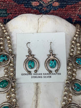 Navajo Sierra Mountain Turquoise Sterling Silver Squash Blossom Necklace Set by Sharon Francisco