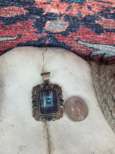 Vintage Sterling Lapis & Turquoise Inlay Pendant by BG